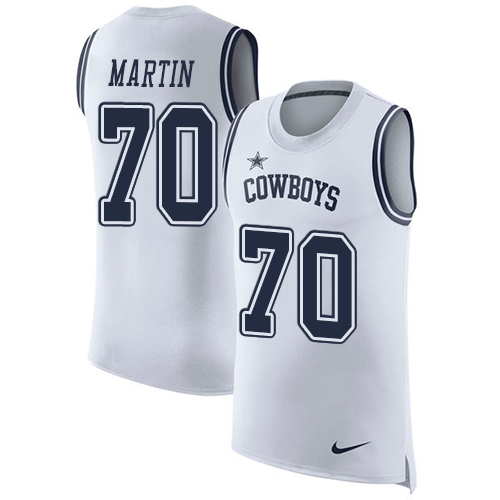 Nike Cowboys #70 Zack Martin White Men's Stitched NFL Limited Rush Tank Top Jersey - Click Image to Close